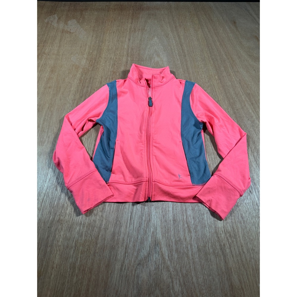 Danskin Now Track Jacket Kids S 6-6X Coral Pink/Orange  Dri-More Full Zip